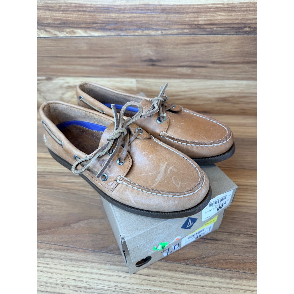 Sperry Top-Sider Authentic Original Boat Shoes Mens 7M Tan Leather 0197640